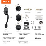 Front Door Handle and Deadbolt Set, Matte Black Front Door Lock Set with Interior Knob, Single V952-XNSBYGHDSHXLS59N0V0