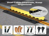 Cable Protector Ramp, 9,979 kg/axle Capacity, 2 Channel Heavy Duty TPU Cord Hose Wire Cover, 31 x 28 V952-SKCDLBHPD2CTEZB4B001V0