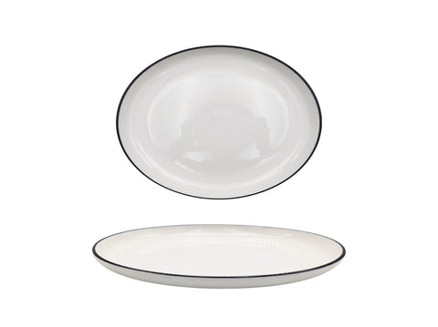 bulk 24 Sorrento Porcelain Side Plate w Black Rim 20cm V637-TAB36442