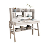 Ave Solid Wood Study Desk with Shelf and Drawers/Bookcase/Rubberwood/White V1057-DM6285-120CM