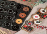 2 Pack Mini Fluted Cake Pan Set, 12 Cup Nonstick Carbon Steel Mold for Mini Cakes Muffins V1188-MS-721-034