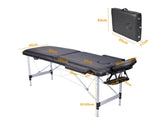 YES4HOMES 2 Fold Portable Aluminium Massage Table Massage Bed Beauty Therapy Black V278-ALUM-2FOLD-MTA02-BK