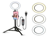 3 Gear Brightness LED Ring Light with Cell Phone Holder Stand for Live Stream Makeup Selfie V1294-YM0901-H32958