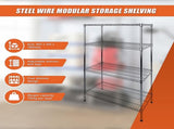 Modular Wire Storage 90x35cm Steel Shelving Chrome With Fixed Legs For Garage Warehouse Or Kitchen V63-841121