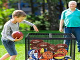 Rolling Sports Ball Storage Cart, Basketball Cage with Double Lids, Sport Equipment Holder Organizer V952-QL363026YCTJW44KTV0