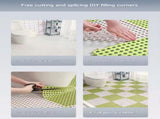 White And Yellow DIY Interlocking Non-Slip Floor Tiles - 12-Pack PVC Drainage Mat for Shower & V888-ELOSUNG36094