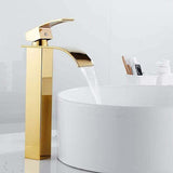 Waterfall Basin Tap, Flat Spout Sink Mixer Tap, Hot and Cold Water Available Bathroom Tap, Modern V1237-ZY-715-040