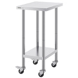 Stainless Steel Work Table 24 x 18 x 38 Inch, with 4 Wheels, 3 Adjustable Height Levels, Heavy Duty V952-CFBXGGZTLCDJ3QDV2V0