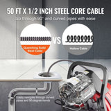 Drain Cleaner Machine 50FT x 1/2 Inch Manual Feed Snake Auger with Wheels V952-SDJJKLSGDSTJWGUIYV3