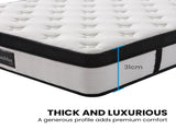 KINGSTON SLUMBER RelaxMax 31cm King Single Mattress, Medium, Euro Top, 5-Zone, Pocket Spring, V219-BEDMATKSST2A