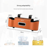 BrownMultifunctional Car Seat Back Organizer - Nappa Leather Tissue Box Holder with Cup V888-ELOSUNG56214-3