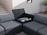 7PC Outdoor Wicker Loveseat Setting with Storage Corner V264-OTF-530S-BLK-OTF-508-BLK