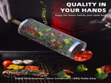 Grill Basket 2PCS Rolling Grill Baskets with Handle BBQ Grill Basket for Outdoor Grill Barbecue V1370-AZ4-07201