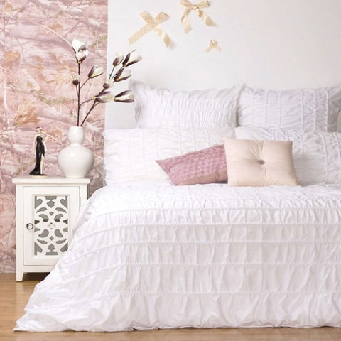 Ardor Tuscany White Quilt Cover Set QUEEN V442-INT-QUILTCS-TUSCANY-WHITE-QS