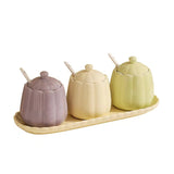 Spice Jars - Storage Jar Set - Sugar Bowl with Spoon - Kitchen Spice Rack - Salt Shaker - Salt and V1189-WXF-260203-00230