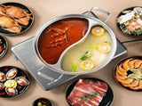 32cm 316 Stainless Steel Twin Divided Hot Pot Silver V1142-LP1005006963475579