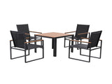 Gardeon 5PCS Outdoor Dining Set Table and Chairs Patio Garden Furniture Bistro Set FF-DINING-5PLW-BK-AB