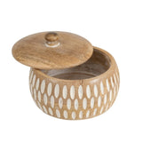 Handcrafted Round Squat Box w Carving 15cm V637-50535BOX