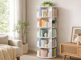 Levede Rotating Bookshelf 5 Tier Book Storage Space Saving Round Tower White CH1190-5-AU