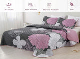 Grey Floral Elysian Bedspread Coverlet 3 Piece Set V745-AC080685Q13U