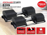 Powertrain Eon 2 x 36kg Dial-Up Adjustable Dumbbell Home Gym Weights DMB-B10-036-2
