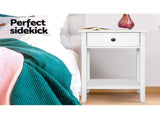 Artiss Bedside Table 1 Drawer with Shelf - BOWIE White FURNI-P-BSIDE-1D1S-WH