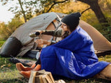 200x140cm Blue Large Outdoor Camping Down Cotton Wearable Warmth Blanket, Quilted Poncho Shawl Throw V888-ELOSUNG52300