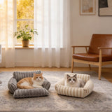 Cozy Foldable Pet Sofa Bed with Plush Sherpa Fleece A Portable, Warm Retreat for Cats and Small V1341-ZY-23Q9DWBL-BEIGE