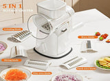 5-in-1 Hand Crank Rotary Vegetable Slicer & Grater with 10 Blades, Hidden Storage Box for Kitchen V1107-CS-SYQPJRJL