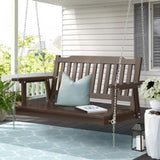 Gardeon Porch Swing Chair With Chain Outdoor Furniture Wooden Bench 2 Seat Brown ODS-1956B-BR