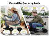 Gardeon Gardening Cart with 360&deg Swivel Seat Rolling Work Seat with Adjustable Height & GCT-STEEL-130KG-LGR