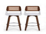 Artiss Wooden Bar Stools Set of 2 Swivel Kitchen Counter Stool Chair 60cm Seat Height BA-B-0369-RAT-WHX2
