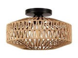 Boho Ceiling Light, Vintage Rattan Semi Flush Mount Ceiling Light Fixture, Hand Woven Chandelier for V1369-AZ3-W-10007