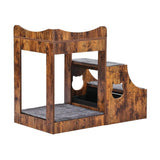 Pet Bunk Bed with Stairs Dog/Cat Window Perch with Storage Indoor Brown V952-SXPSCWSCCZSXMPZCPV0