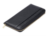 Black Premium Genuine Leather RFID Blocking Long Wallet - Unisex Multi-Card Organizer Clutch with V888-ELOSUNG27837
