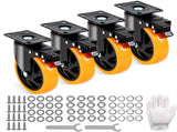 Caster Wheels, 127 mm Swivel Plate Casters, Set of 4, Heavy Duty 204 kg Load Capacity Per Caster V767-VVR-PBJLCSJAZ4J4XPOVCV0