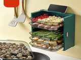 Kitchen Side Dishes Punch Free Foldable PET 6 Layers Wall Mounted Organization Rack Cooking Plates V1294-YM0512-3118220256612