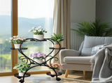 6 Potted Heart-shaped Metal Tall Plant Stand Rolling Garden Cart Flower Racks AU V767-HJ-XZ1747