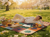 Outdoor Camping Quilted Picnic Mat Three-Layer Design, Portable & Stylish V1106-132-BLA-83844