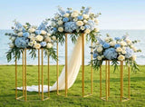 3Pcs Wedding Backdrop Pedestal Stand Gold Metal Hexagon Wedding Frame Plinth Pillars Table WESD-HEX-3PC-GD