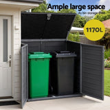 Gardeon Outdoor Storage Box 1170L Container Lockable Cabinet Tool Organizer Shed Grey OSB-1170L-GE