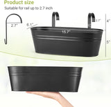 3 Pcs Metal Hanging Flower Pots for Railing Fence Outdoor Planter 15.7 Inch Hanging Bucket Pots V1258-DP02-WO-778