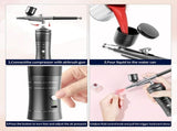 Airbrush Kit with Compressor, 48PSI High Pressure Air Kit with 0.3/0.5mm Nozzle and Cleaning V1370-AZ4-07589