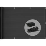 Black HDPE Balcony Privacy Screen 200g m2 with Cable Ties and Cords, 500 x 90 cm V1188-MS-527-078