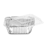 100X Disposable Takeaway Pan with Transparent Lid, Rectangular Aluminum Foil Tray, Tightly Sealed, V1369-AZ3-W-08379