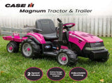 Peg Perego Pink Case IH 12V Kids Ride On Tractor with Trailer 2 Speed Toy 44065
