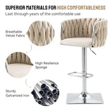 SERENIT Modern Velvet Breakfast Bar Stools Swivel Barstools Adjustable Counter Stools with Backrest V255-SE-SP1782R-IVORY