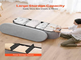 Oval Storage Ottoman Bench, Foldable Teddy Fleece End of Bed Bench, Folding Upholstered Bed Ottoman V952-BYWSZYKZDK40KOB06001V0