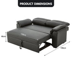 Sarantino Faux Leather Sofa Bed Couch Lounge - Black SOFA-M2900-PVC-BK