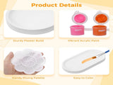 4 Sets Jewelry Dish Making Kit, DIY Jewelry Tray Kit, Paintable Plaster Dish Set with Acrylic Paints V1192-AZ-W-18365